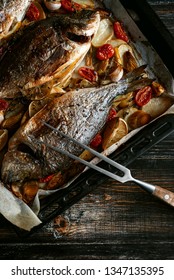 Fish For Dinner. Baked Fish On The Pan