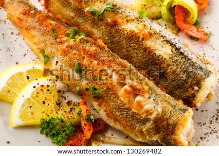 Fish dish - fried fish and vegetables