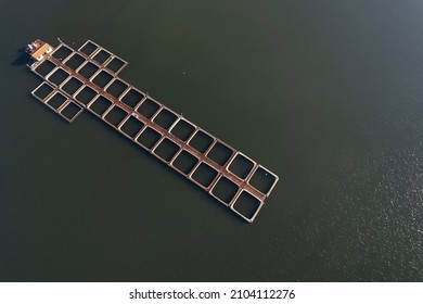 Fish Farm In A Dam Photographed From Above