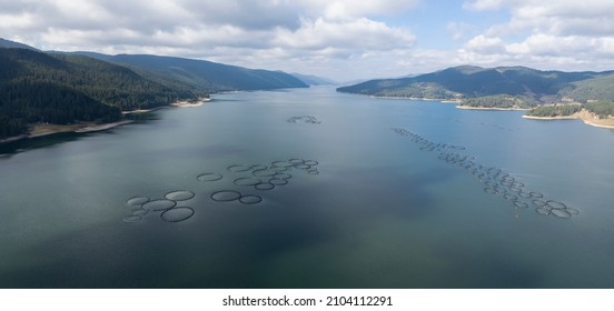 Fish Farm In A Dam Photographed From Above