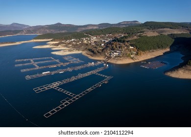 Fish Farm In A Dam Photographed From Above