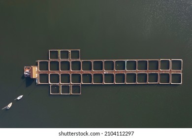 Fish Farm In A Dam Photographed From Above