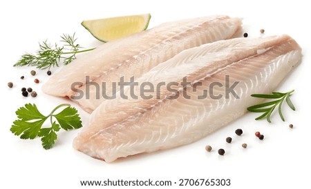fish fillets isolated  white background
