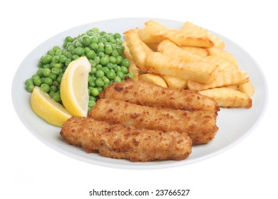 Fish Fingers With Chips And Peas