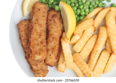 Fish Fingers With Chips And Peas