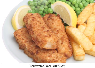 Fish Fingers With Chips And Peas