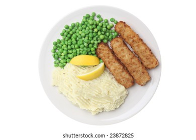 Fish Fingers With Mash And Peas