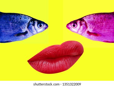 fish lips selfie collage