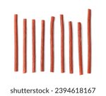 Fish Jerky Isolated, Dry Salted Seafood Snack, Hake Stockfish, Small Pieces of Dehydrated Pollock, Beer Snacks, Dried Fish Fillet on White Background