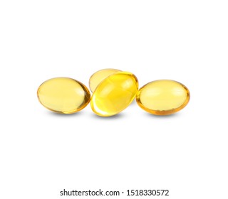 Fish Oil Capsules Isolated On White Background.