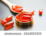 Fish oil capsules with omega 3, omega 9, vitamin D, vitamin E, Cod liver oil, evening primrose oil, borage