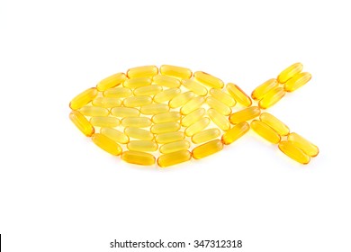 Fish Oil Capsules On A White Background

