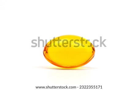 fish oil supplement capsule isolated on white background, Healthy Vitamins, Food supplement oil filled fish oil, rice bran oil, omega 3, vitamin A, vitamin D, vitamin E.
