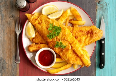 Fish on a plate with chips