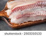 fish raw fillet white cod or halibut fresh food on the table copy space food background rustic top view