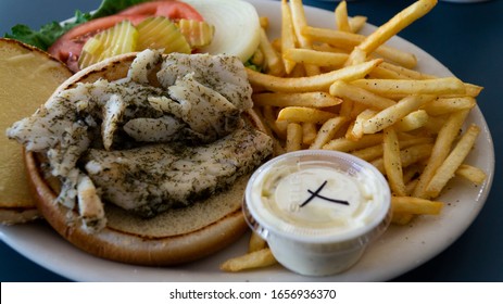 Fish Sandwich With Shoestring Fries