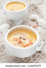 Fish And Seafood Chowder Soup Vertical