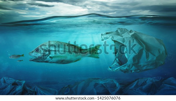 plastic bags in the ocean