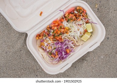 Fish Tacos On A Sandy Beach