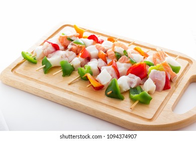 Fish and vegetable kebabs