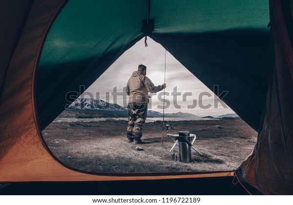 Fisherman Chooses Bait Trout Fishing Inear Stock Photo Edit Now