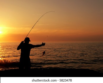 Fisherman at the dusk
