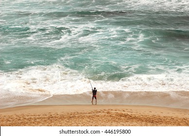 Fisherman Is Fishing At Southern Ocean, Mornington Peninsula, Portsea, Australia