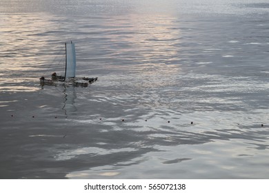 fisherman float in lake