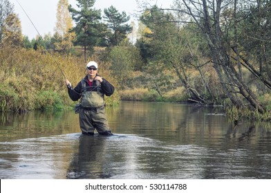 Fisherman. Fly Casting.