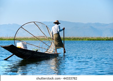 Fisherman In Inle Lake, Myanmar.