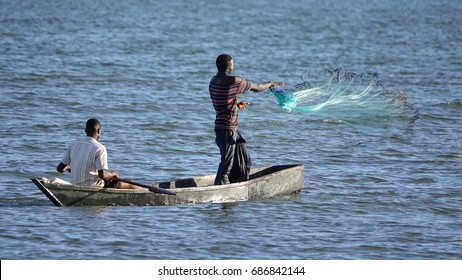 Fisherman, Lake Victoria, Uganda, Africa                            