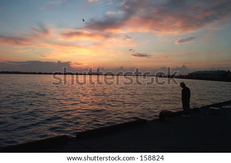 Fisherman at the Port of Sakata, Japan at Sunset