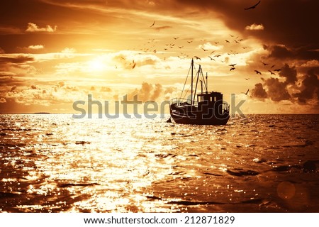 Fisherman's boat in a sea