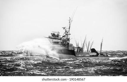 Fisherman's Boat In The Storm