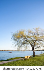 Fishermen In A Boat On Lake Cadillac Michigan 