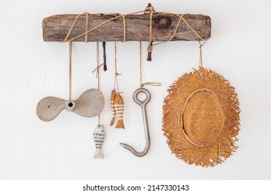 Fishermen tools Sailor equipments style home decoration hanging objects - Shutterstock ID 2147330143