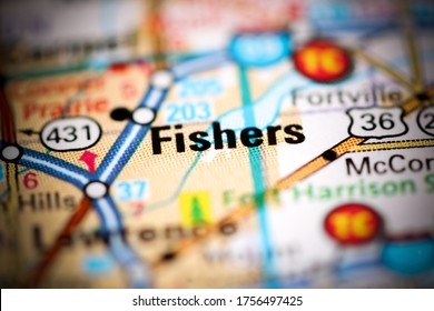 Fishers. Indiana. USA On A Geography Map