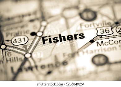 Fishers. Indiana. USA On A Geography Map