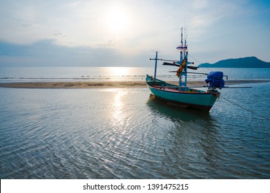 Fishery Boat On The Shore In Morning Time