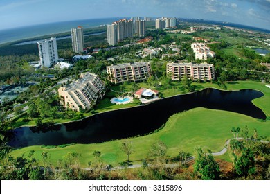 Fisheye Overhead View Of Luxury Naples Florida Golf Community