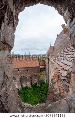 Fisheye view of the castle through an arrowslit
