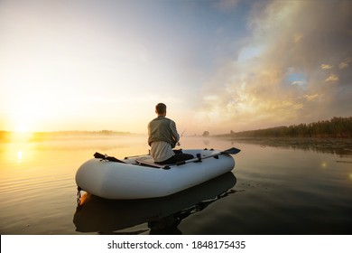 Fishing background. Sunset on the lake.
