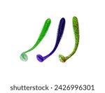 Fishing  baits isolated on a white background. Set of multi-colored silicone baits. Fishing tackle..