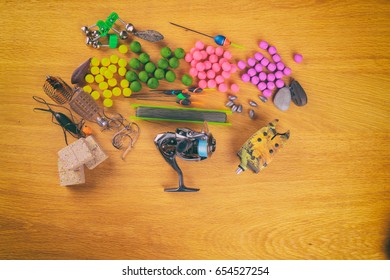 Fishing baits on the table