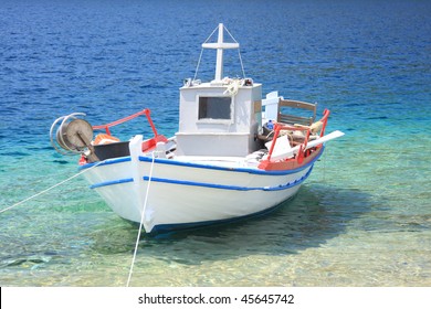 Fishing boat in the Aegean sea in Greece