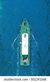 Fishing Boat In The Channel, Top View