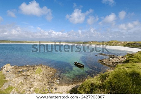 Fishing boat at dogs bay, connemara, county galway, connacht, republic of ireland (eire), europe