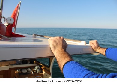 Fishing boat emergency equipment. Lifesaver and alarm. High quality photo