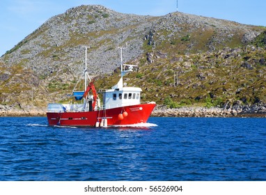 Fishing Boat In A Fjord Of Northern Norway