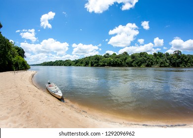 Fishing Boat On The Amazon River In Rupununi / Guyana